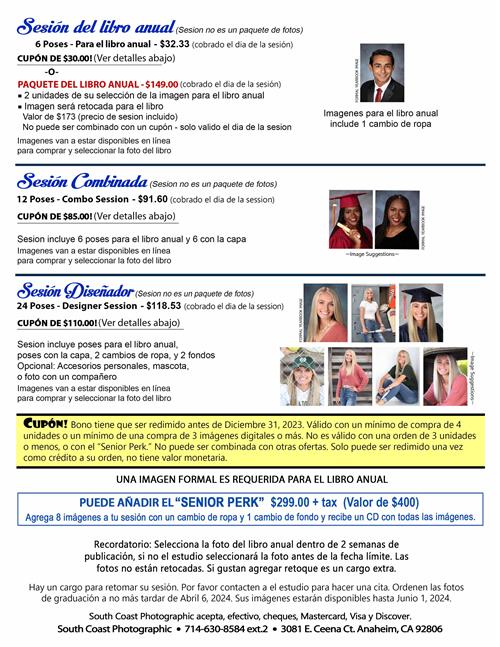 Senior Portrait Flyer Back-Side (Spanish)